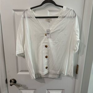 LOFT Women's White Button-Down Blouse